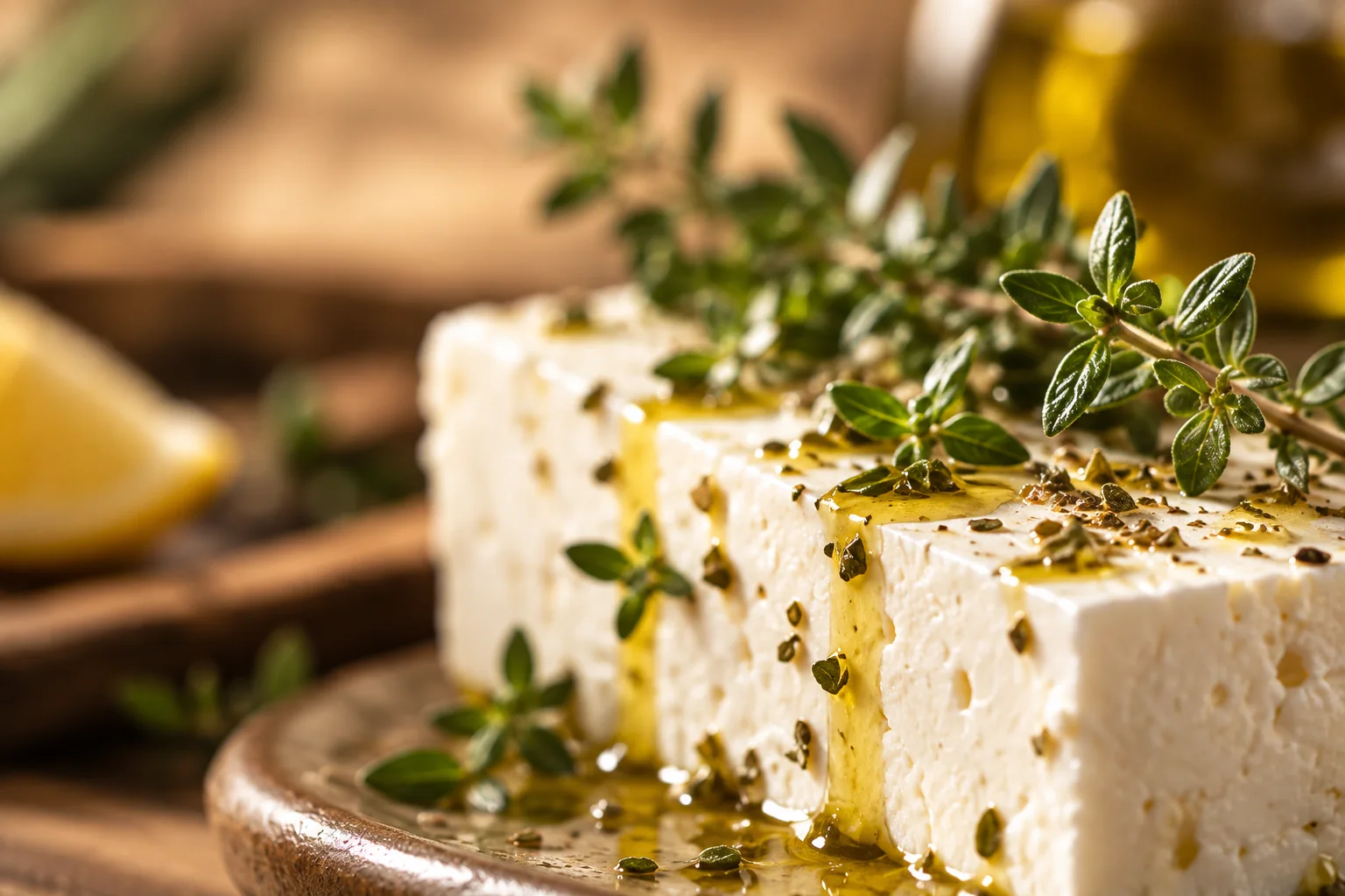 Feta mit Kräutern und Olivenöl